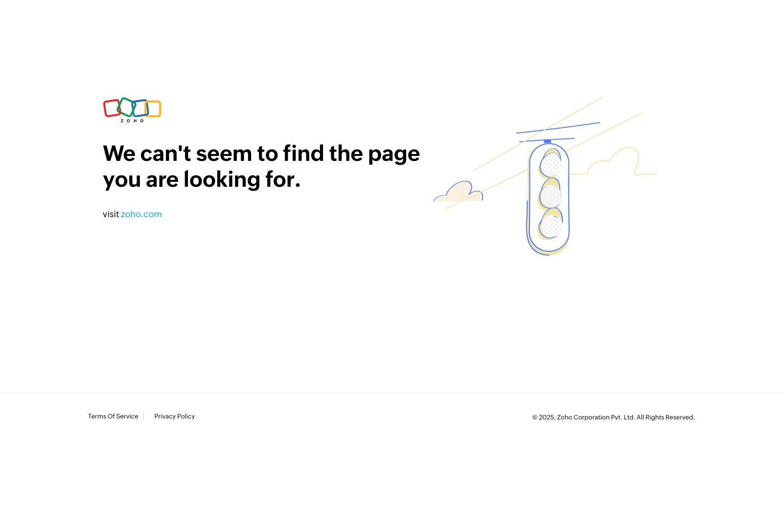 Zoho 404 Not Found Landing Page Example