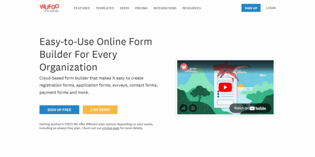 Online Form Builder with Cloud Storage Database Wufoo
