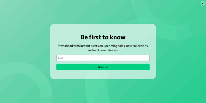 full screen popup template