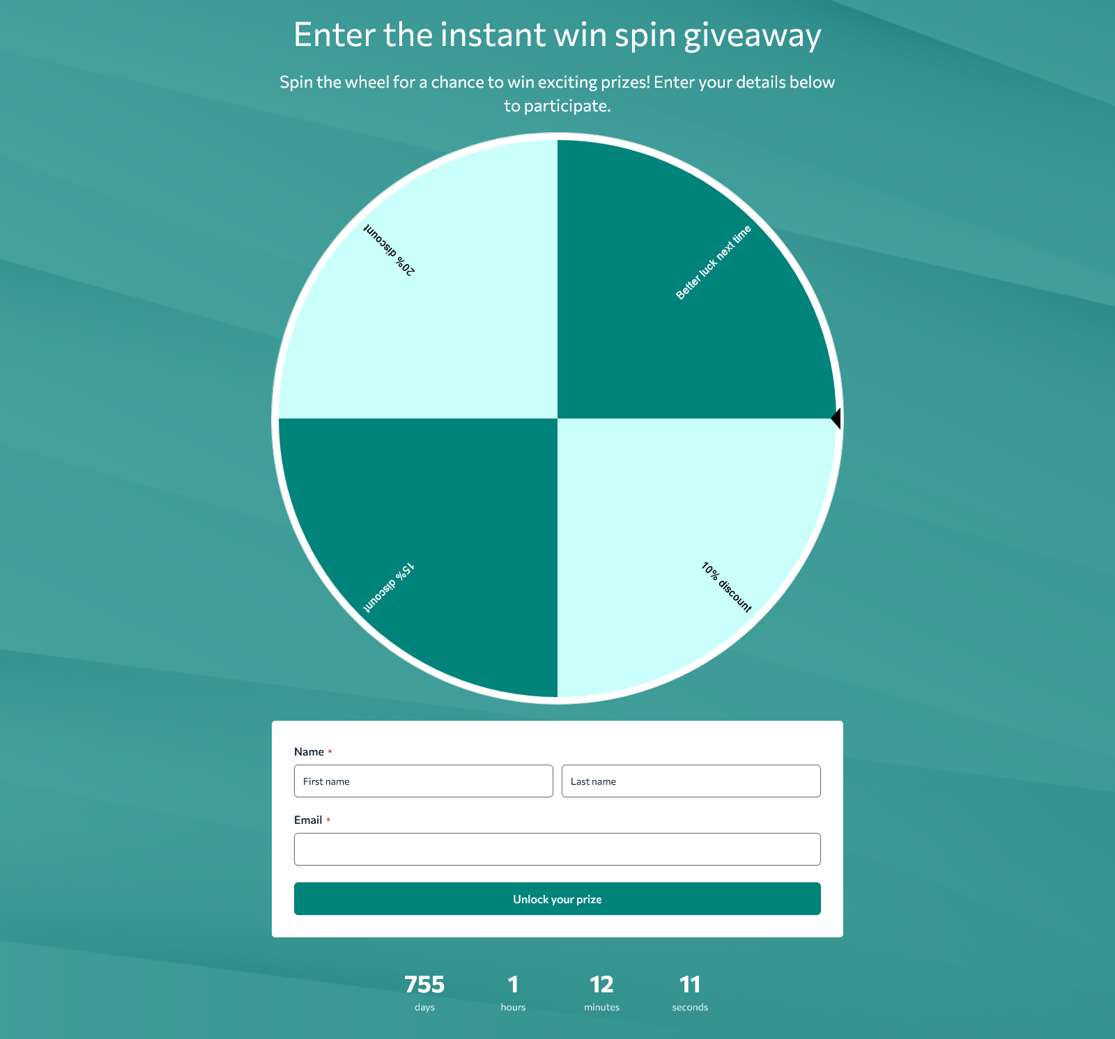 instant win spin giveaway