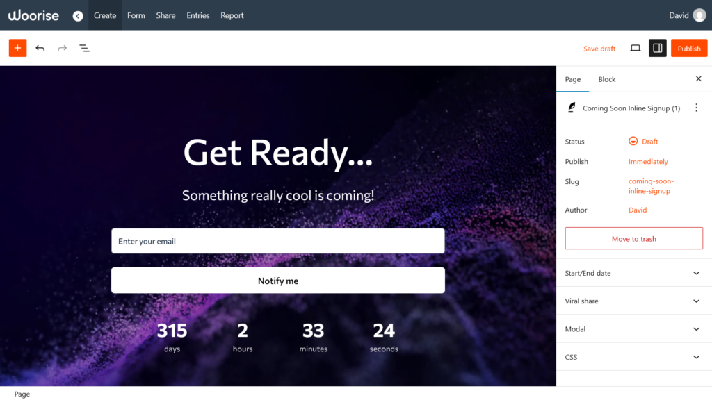customize the coming soon page
