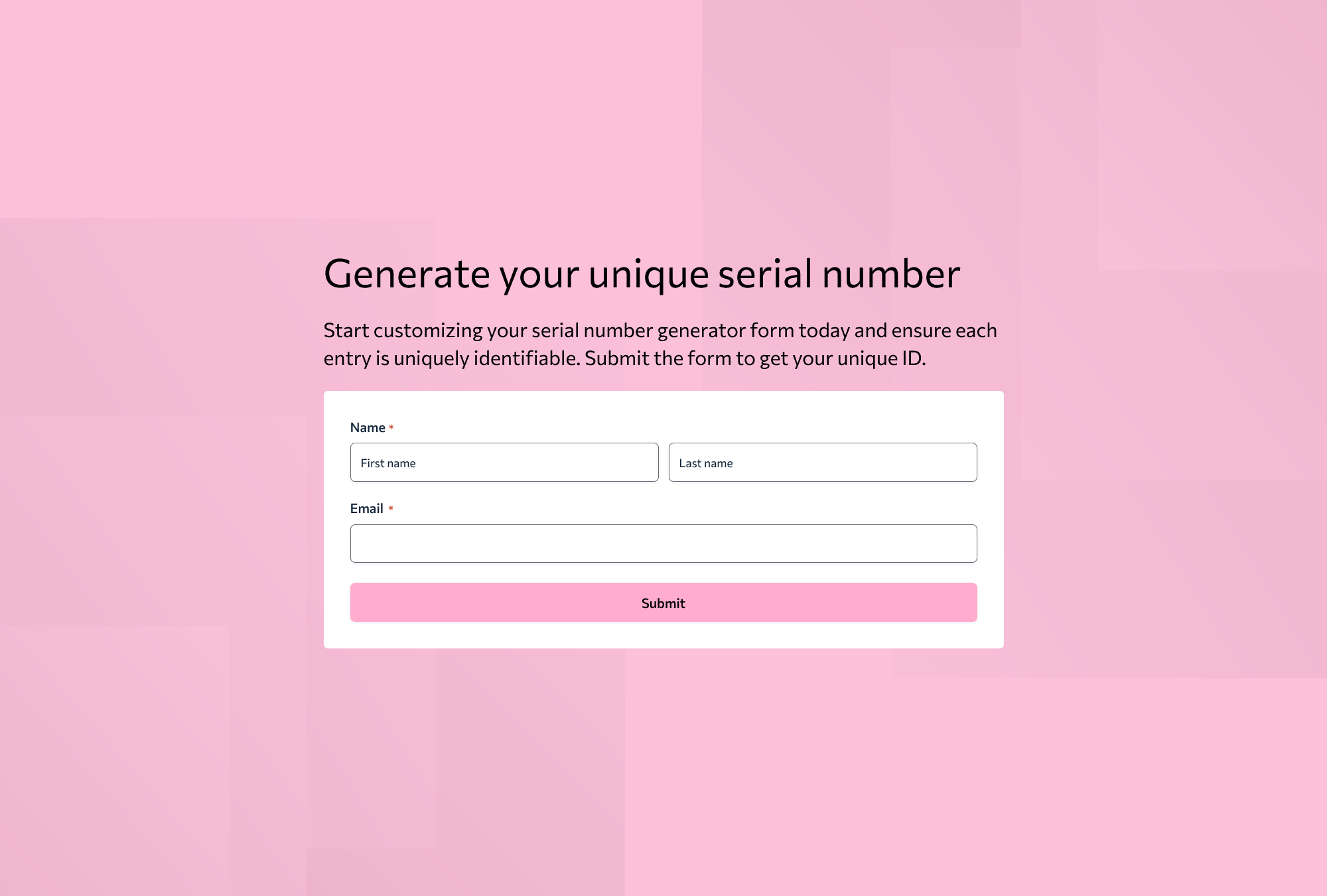 serial number generator form