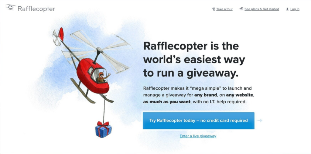 Rafflecopter giveaway tool homepage screenshot