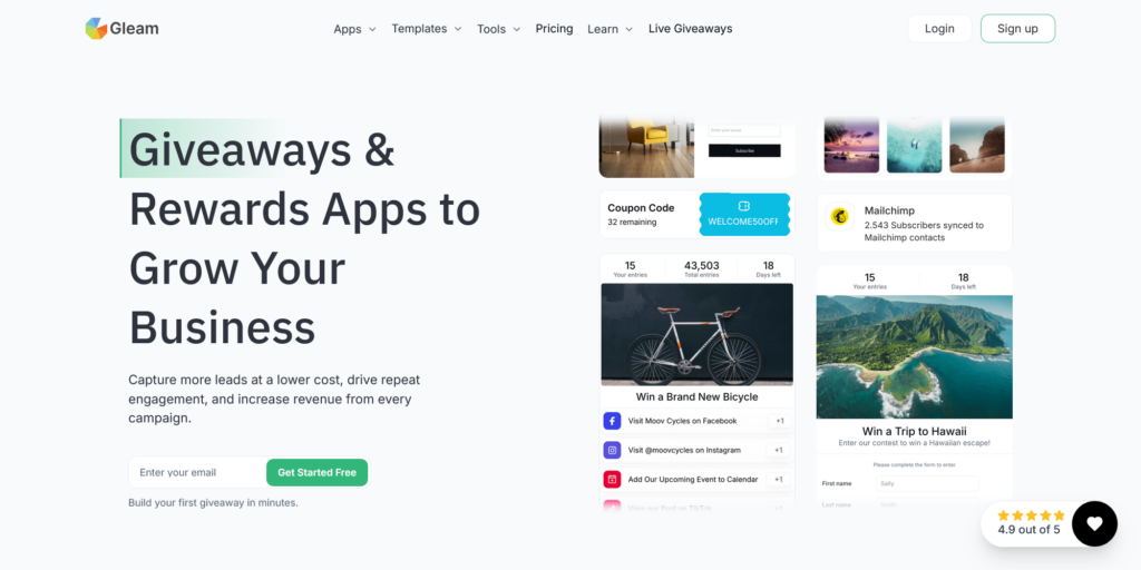 Run Contests Giveaways Grow Your Business With Gleam