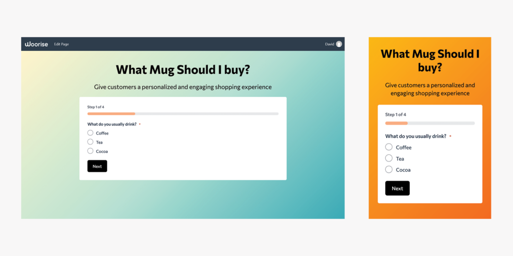 desktop and mobile preview of responsive styles