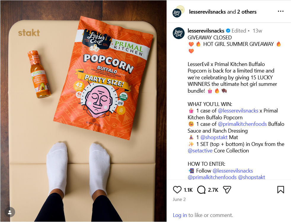 LesserEvil and Primal Kitchen Instagram giveaway collaboration